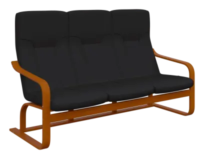 BO - 3 trojkřeslo, dřevěná kostra, moření třešeň, látka BORA 74, tm. hnědý melír